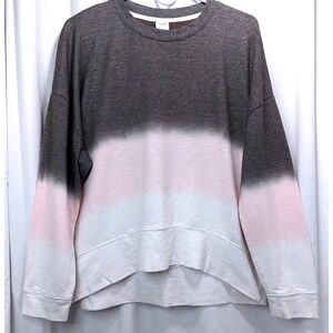 SECRET TREASURES Pajama Top Wms Size L Pink Gray Ombre Long Slv Round Neck *READ
